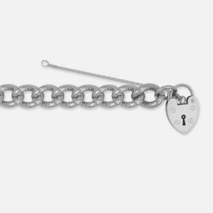 925 Premium White Sterling Silver 12.0mm Gauge Charm Bracelet