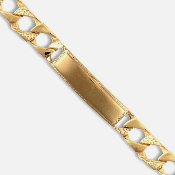 9k Yellow Gold Cast Lizard & Polished Id Curb Bracelet 7.5 Inch