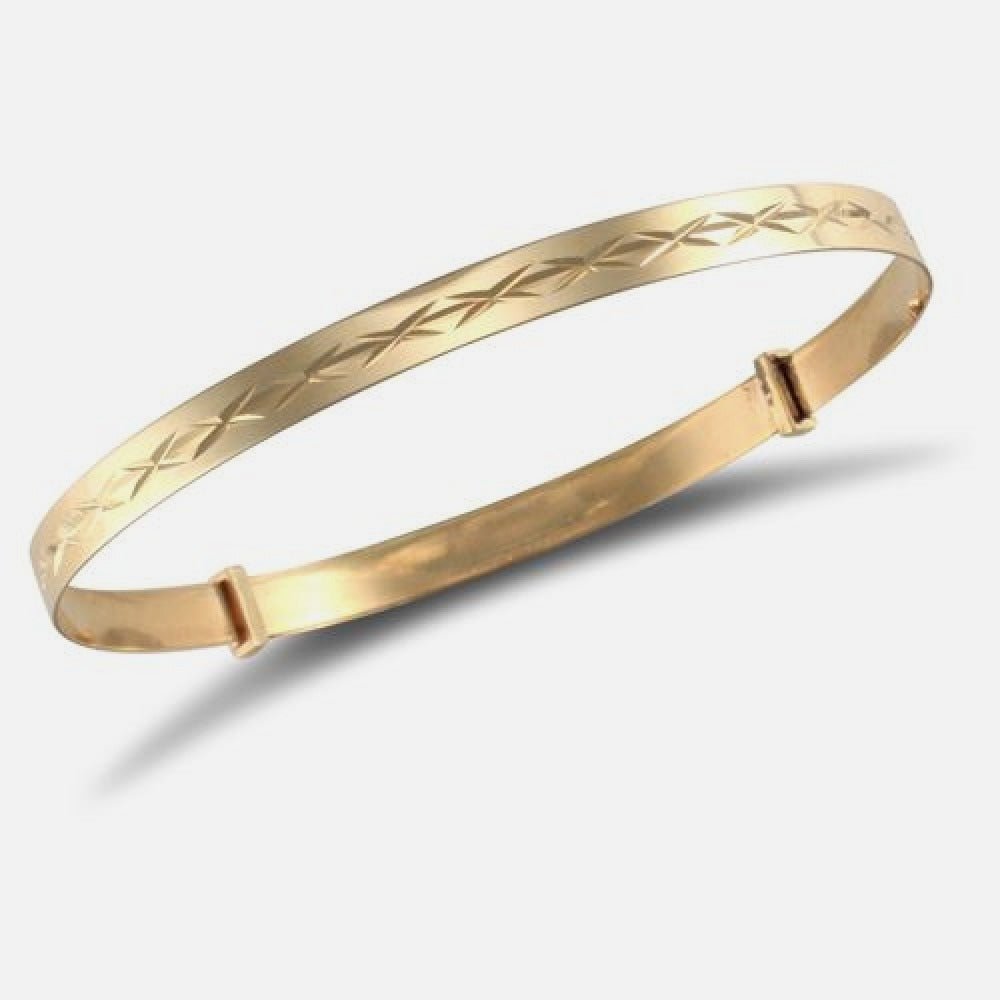 9k Yellow Gold Diamond Cut 4.0mm Expanding Bangle for Children