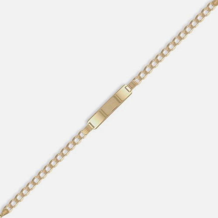 9k Yellow Gold Id Curb Bracelet in 6.5 Inch Length