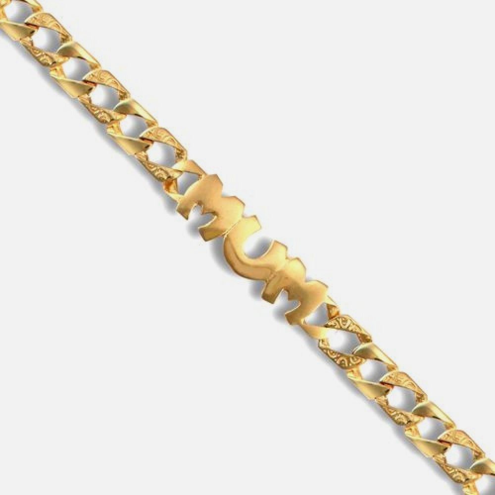 9k Yellow Gold 'Mum' Style Curb Bracelet 7.5 Inch 8.5g
