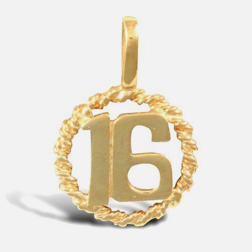 9k Yellow Gold Polished "16" Rope Pendant