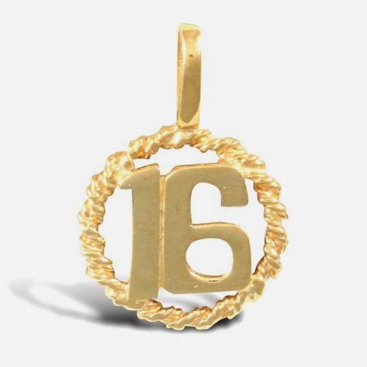 9k Yellow Gold Polished "16" Rope Pendant
