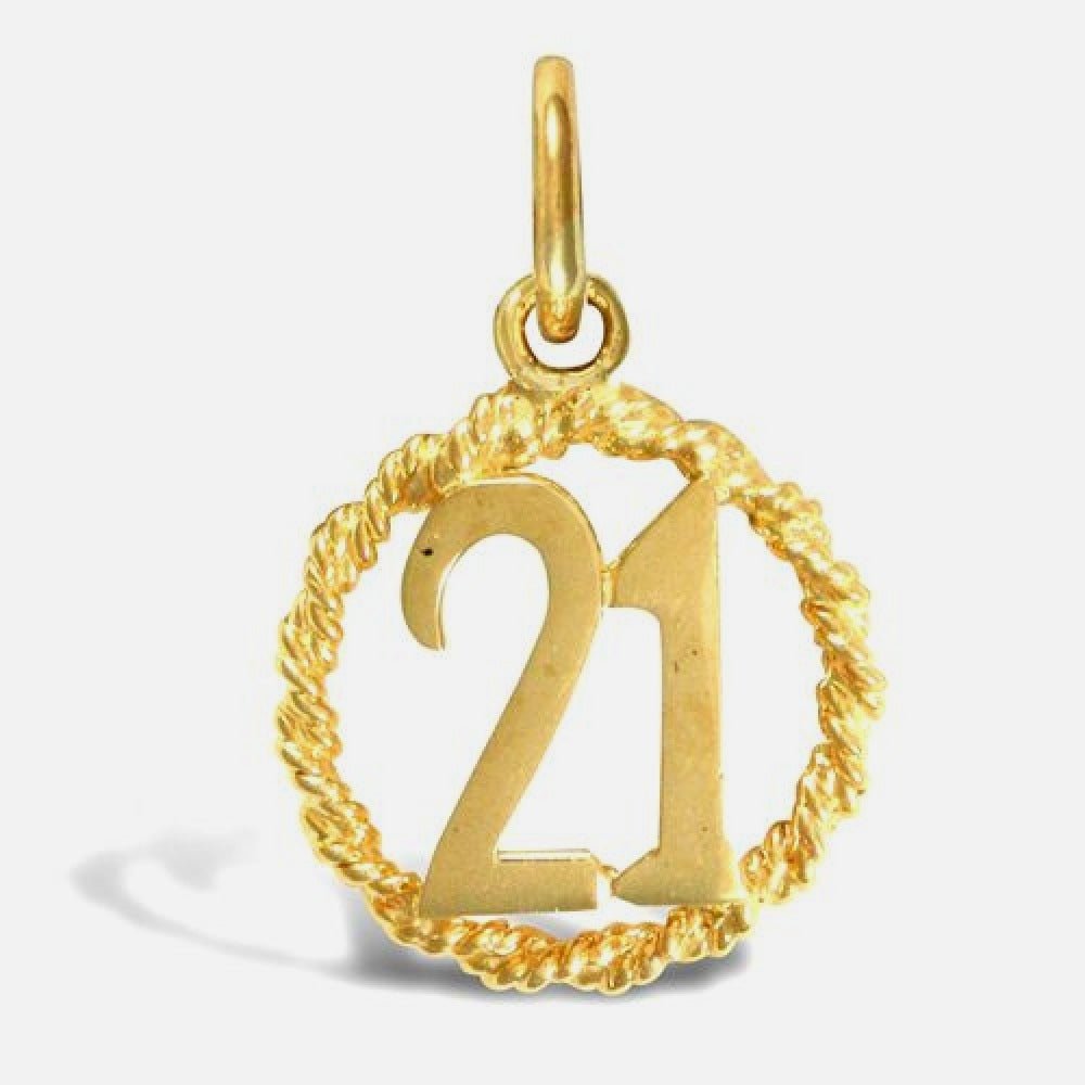 9k Yellow Gold Polished "21" Rope Pendant