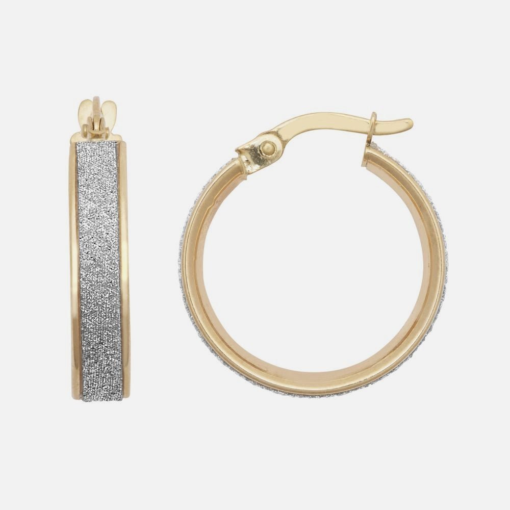 9k Yellow Gold Polished Mood Dust Hoop Earrings 18mm