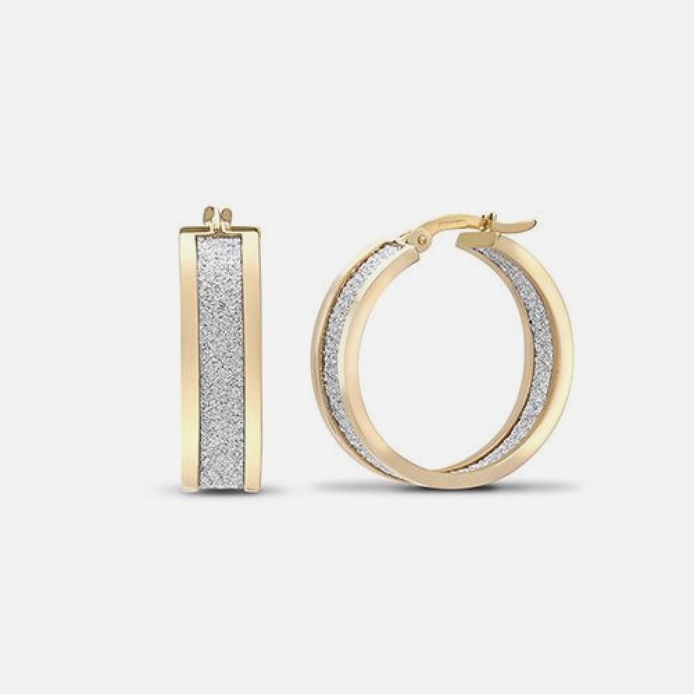 9k Yellow Gold Polished Mood Dust Hoop Earrings 23mm