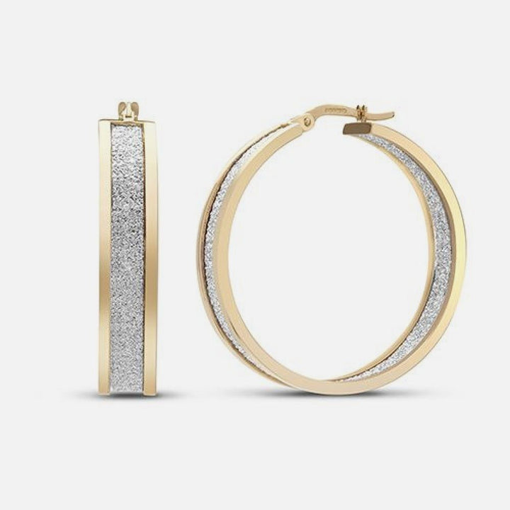 9k Yellow Gold Polished Mood Dust Hoop Earrings 32mm