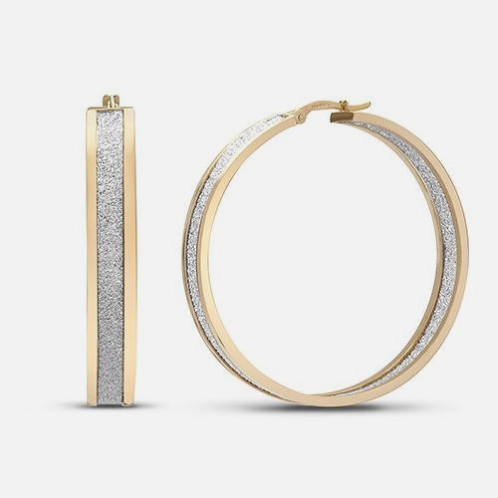 9k Yellow Gold Polished Mood Dust Hoop Earrings 43mm
