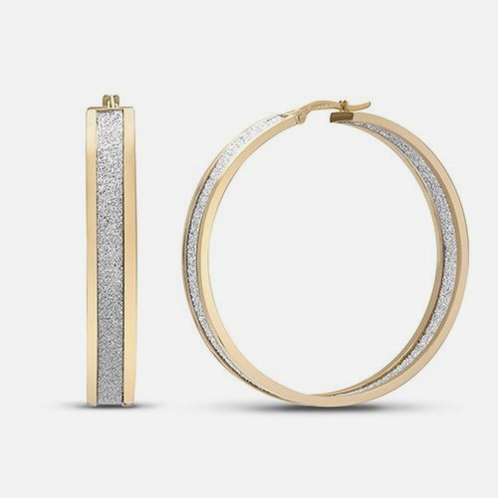 9k Yellow Gold Polished Mood Dust Hoop Earrings 43mm